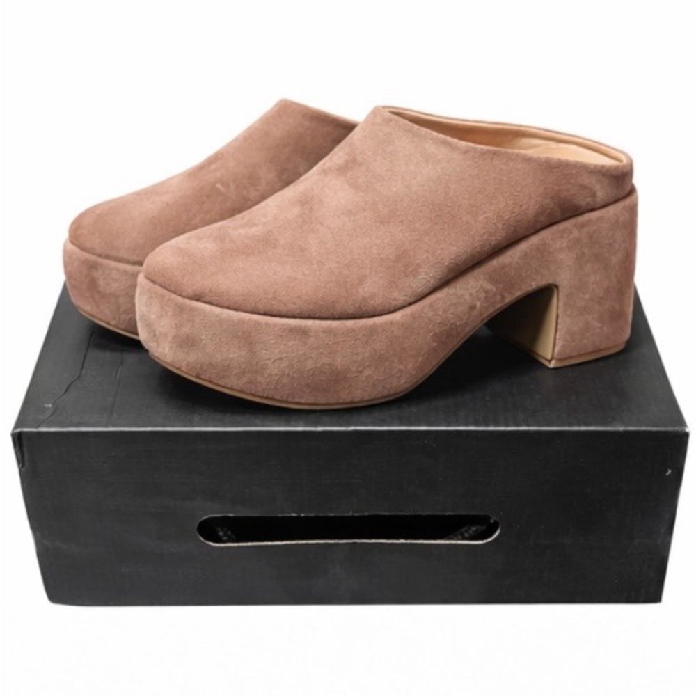 ShuShop Taupe/Brown Suede Platform Mules New In Box